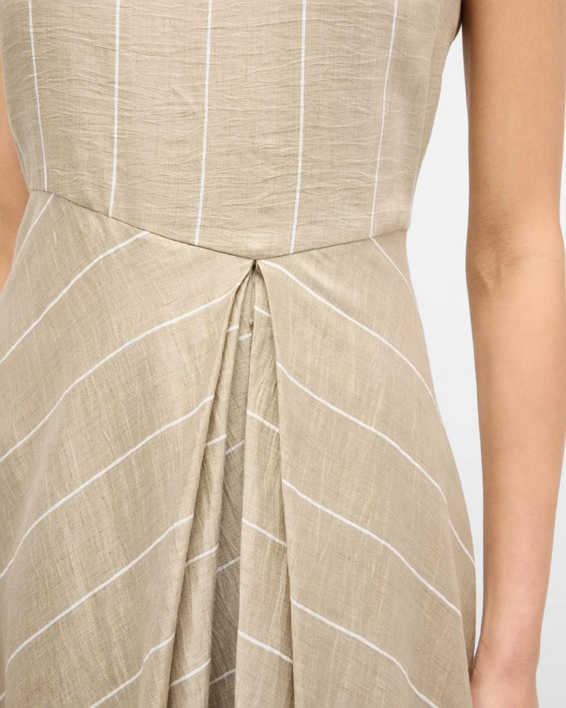 Lafayette 148 New York Pleated Striped A-Line Midi Dress 5