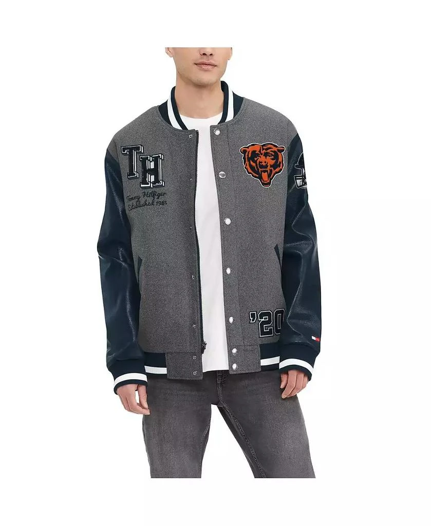 Tommy Hilfiger Men's Heather Gray/Navy Chicago Bears Gunner Full-Zip Varsity Jacket 1