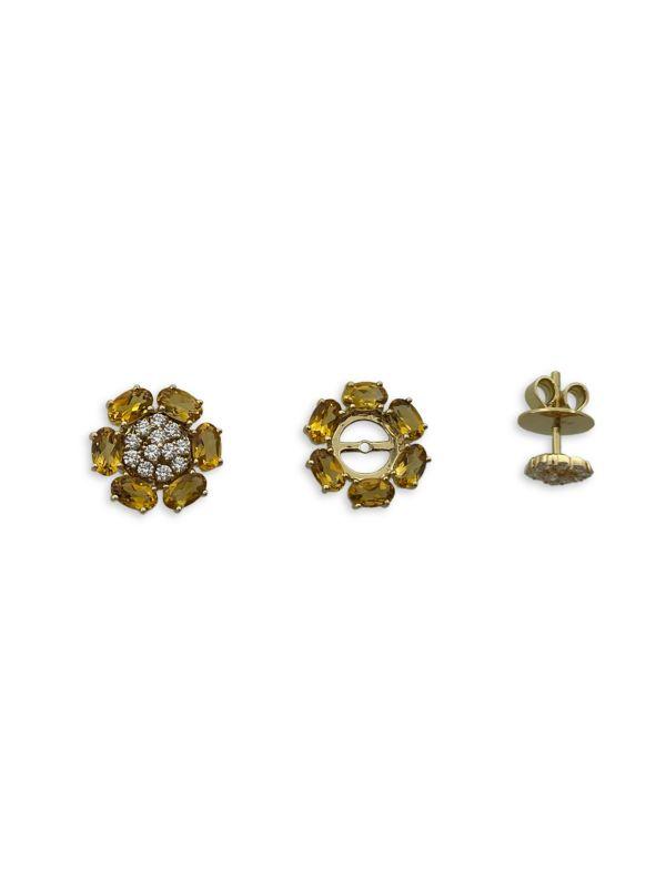 HUEB 18K Bestow Yellow Gold, Citrine & 0.44 TCW Diamond Stud Earrings