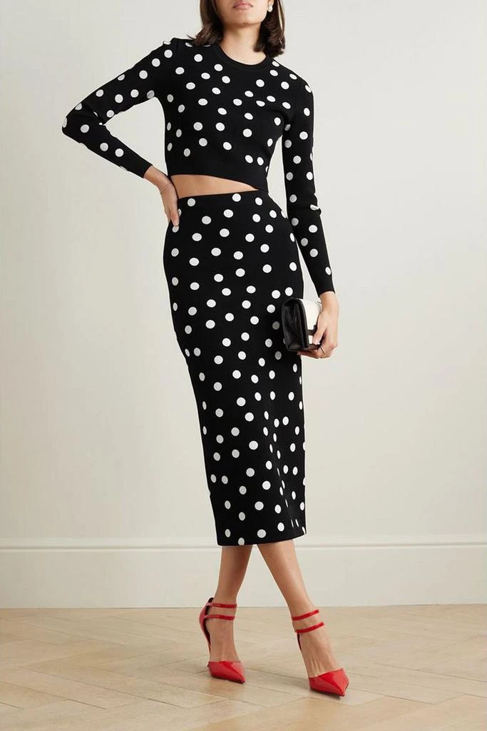 Carolina Herrera Cropped polka-dot stretch-knit top 2