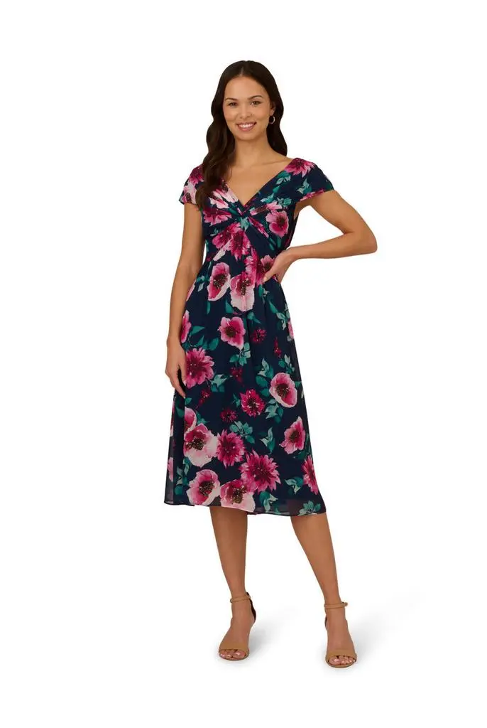 Adrianna Papell Printed front twist midi dress 5