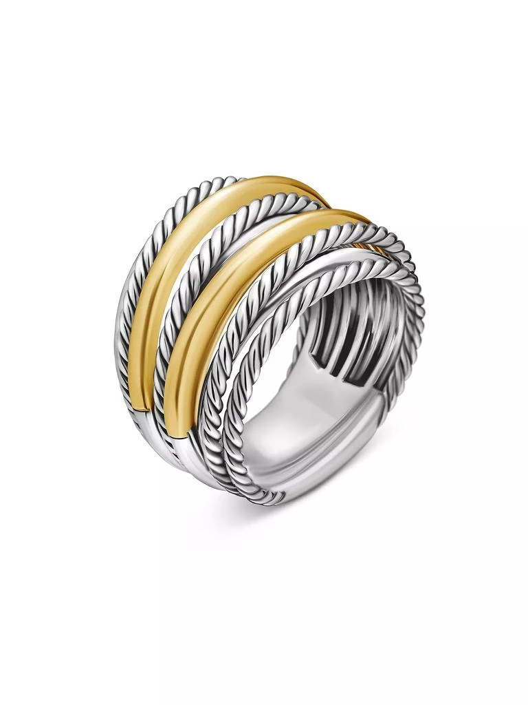 David Yurman Crossover Wide Ring with 18K Yellow Gold 2