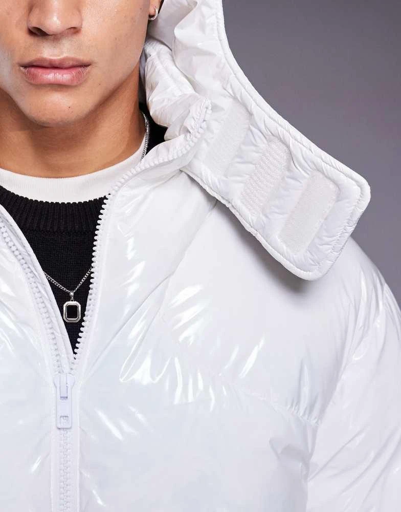 ASOS ASOS DESIGN high shine puffer jacket in white 3