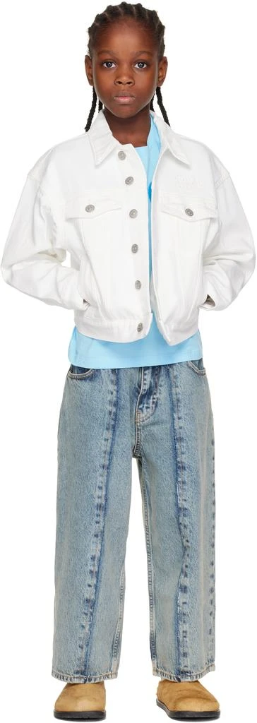 MM6 Kids White Embroidered-Logo Denim Jacket 4