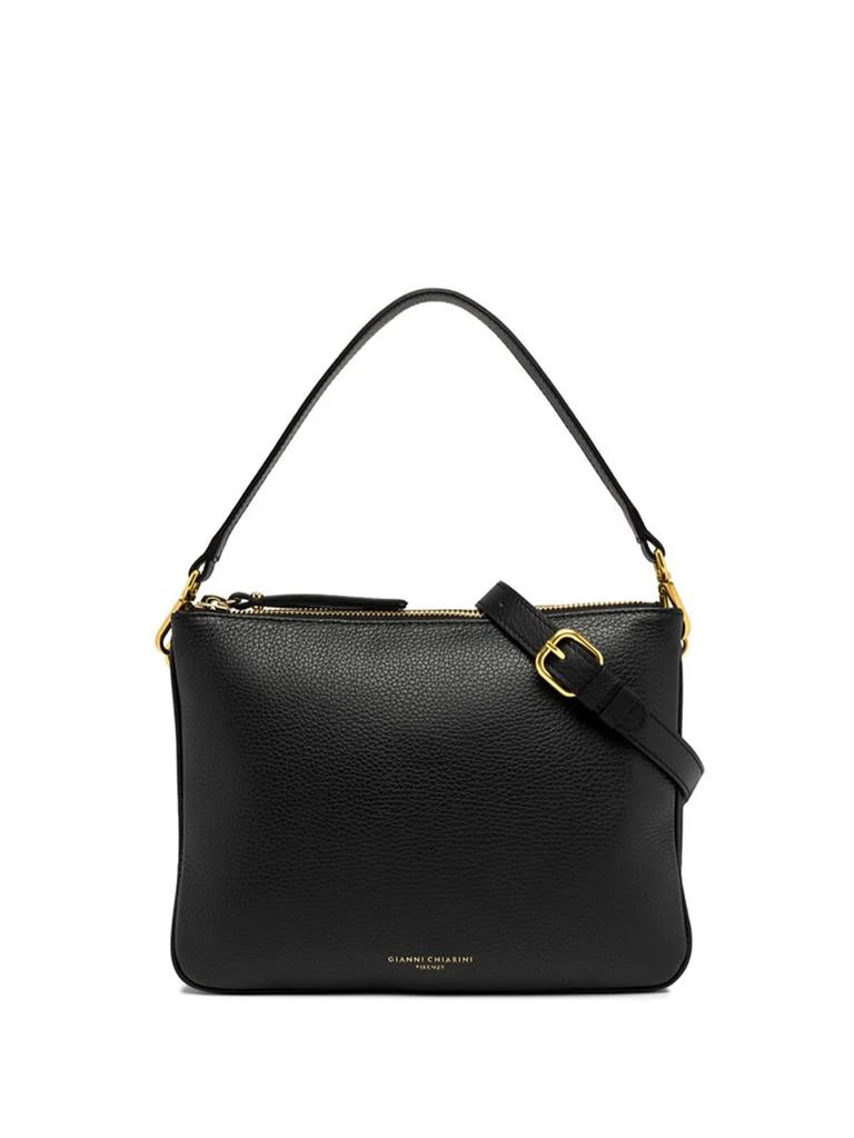 Gianni Chiarini Black Frida Shoulder Bag In Matte Leather 1