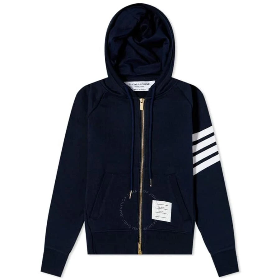 Thom Browne Navy 4-Bar Loopback Full Zip Hoodie 1