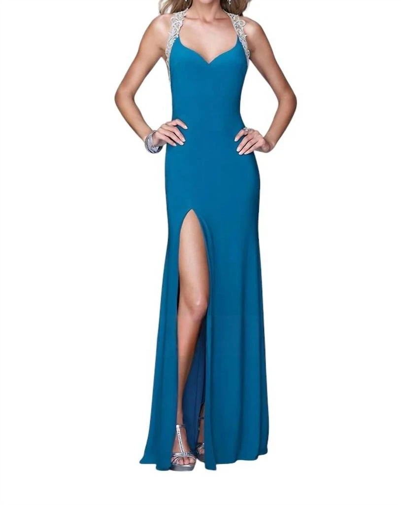 La Femme La Femme - EMBROIDERED HALTER DRESS 1