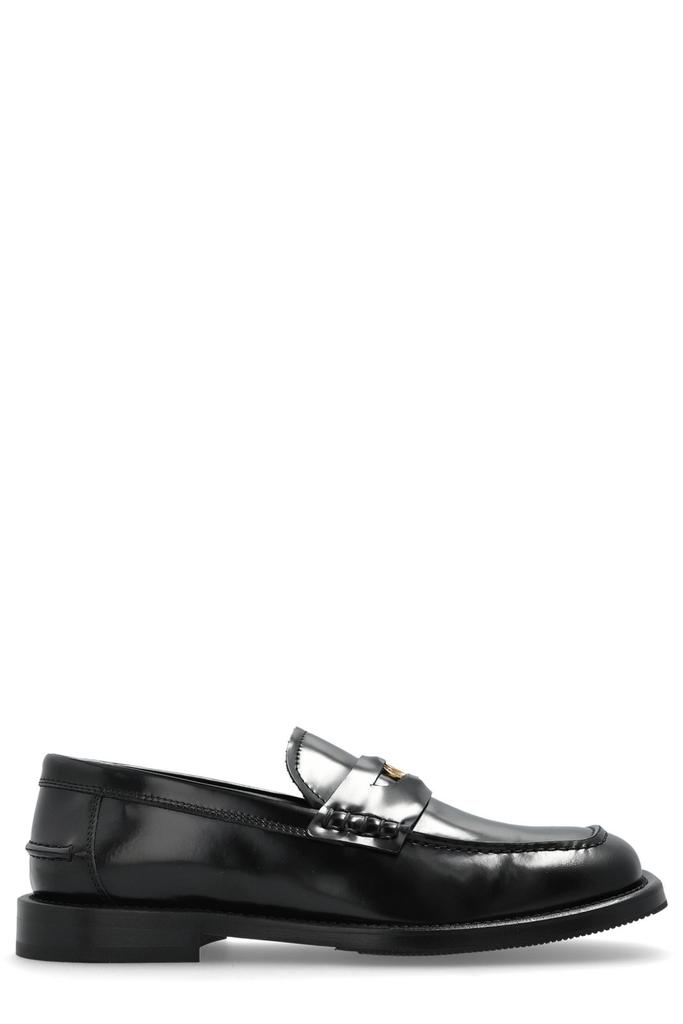 Moschino Brown Leather Blend Slippers - Shoes - BeyondStyle
