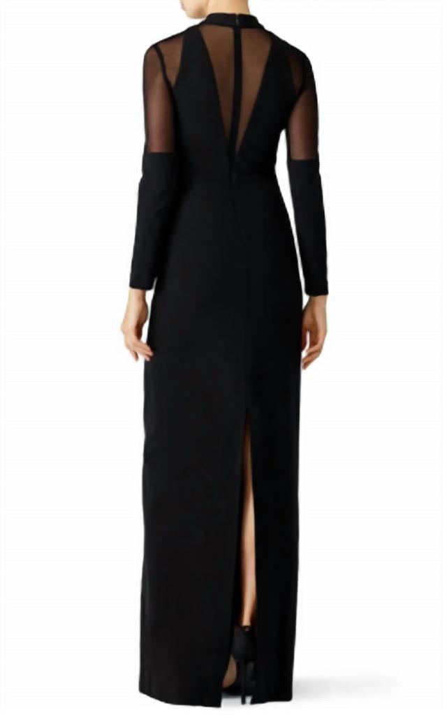 Nicole Miller Nicole Miller - Sheer Long Sleeve Dress With Plunging Neckline