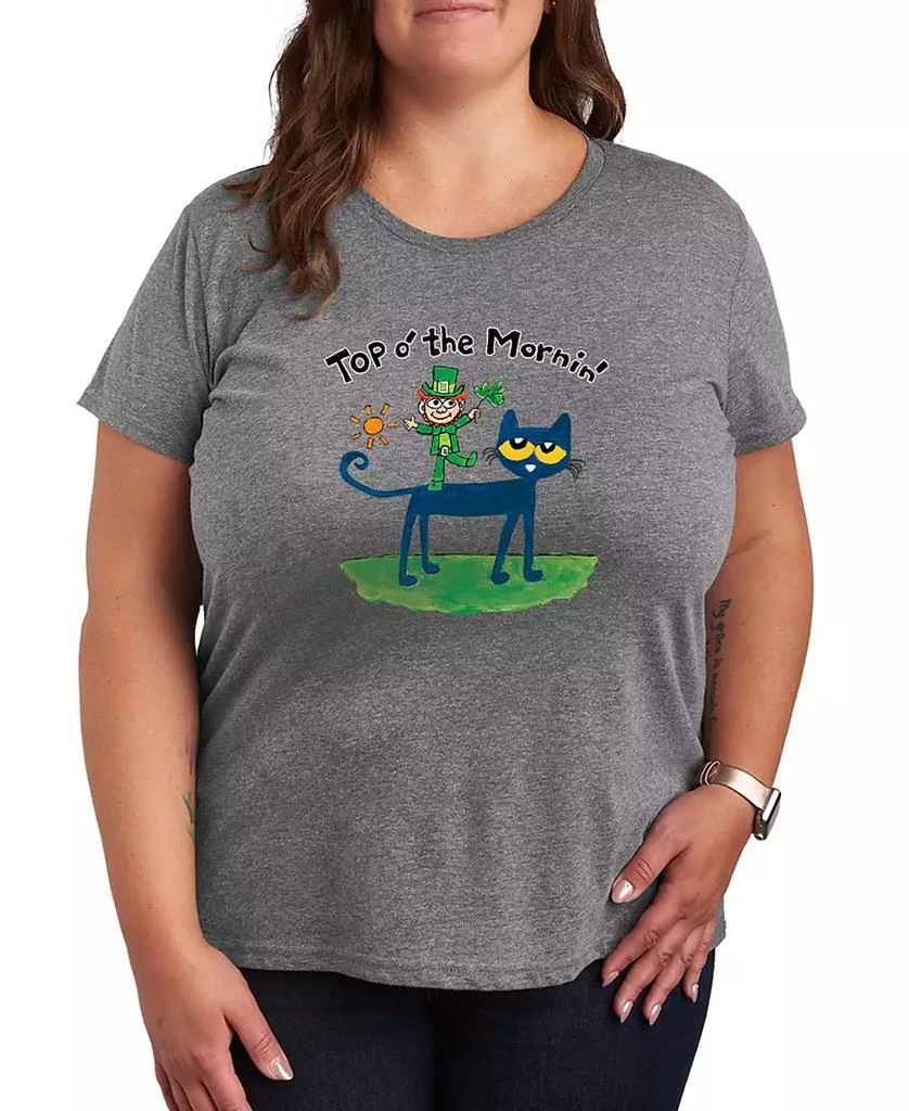 Hybrid Apparel Plus Size Pete the Cat St. Patrick
s Day the Mornin
 Leprechaun Graphic Crewneck T-Shirt