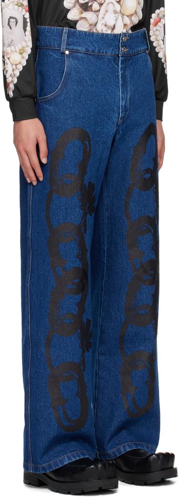 Chopova Lowena Blue Chain Printed Jeans