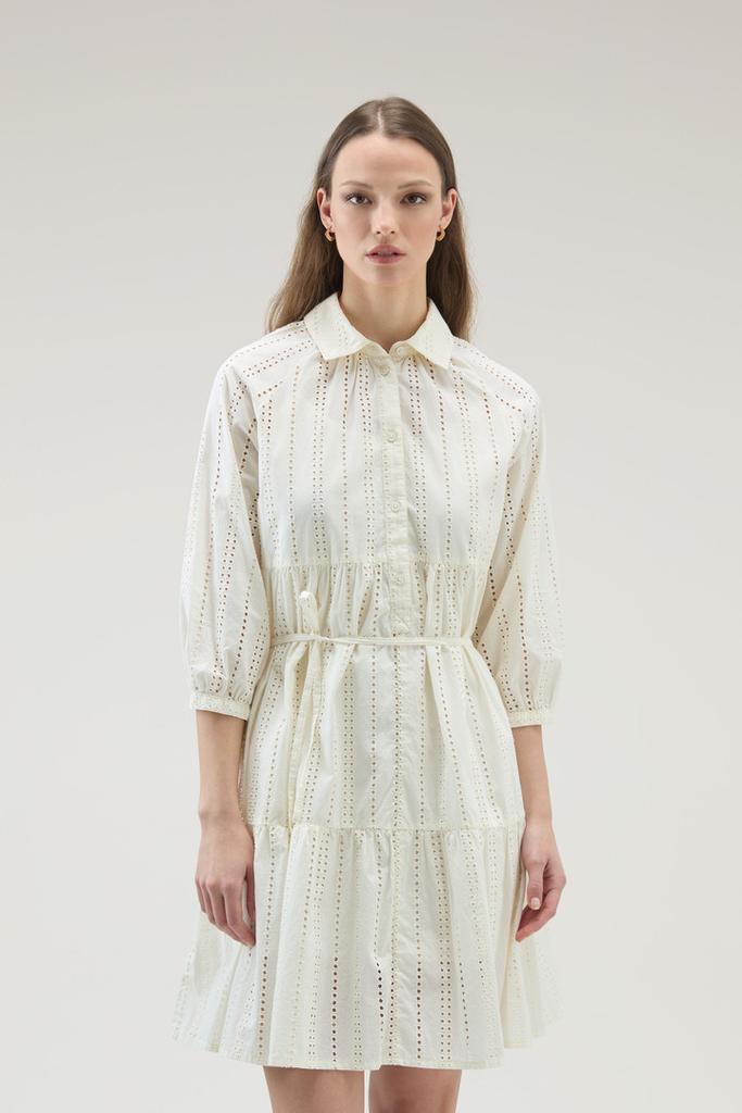 WOOLRICH Embroidered Pure Cotton Short Dress - Women - White