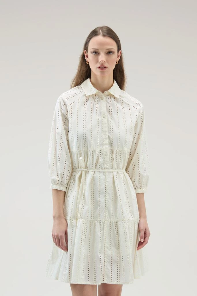 WOOLRICH Embroidered Pure Cotton Short Dress - Women - White 1