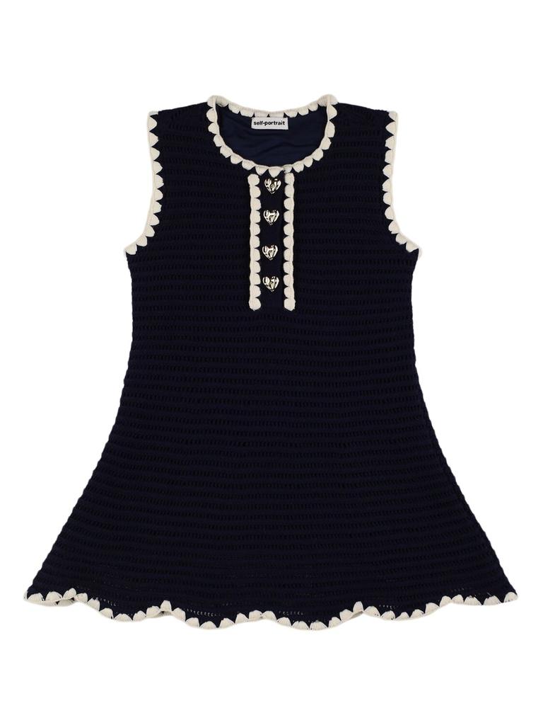 SELF-PORTRAIT Cotton Blend Crochet Dress