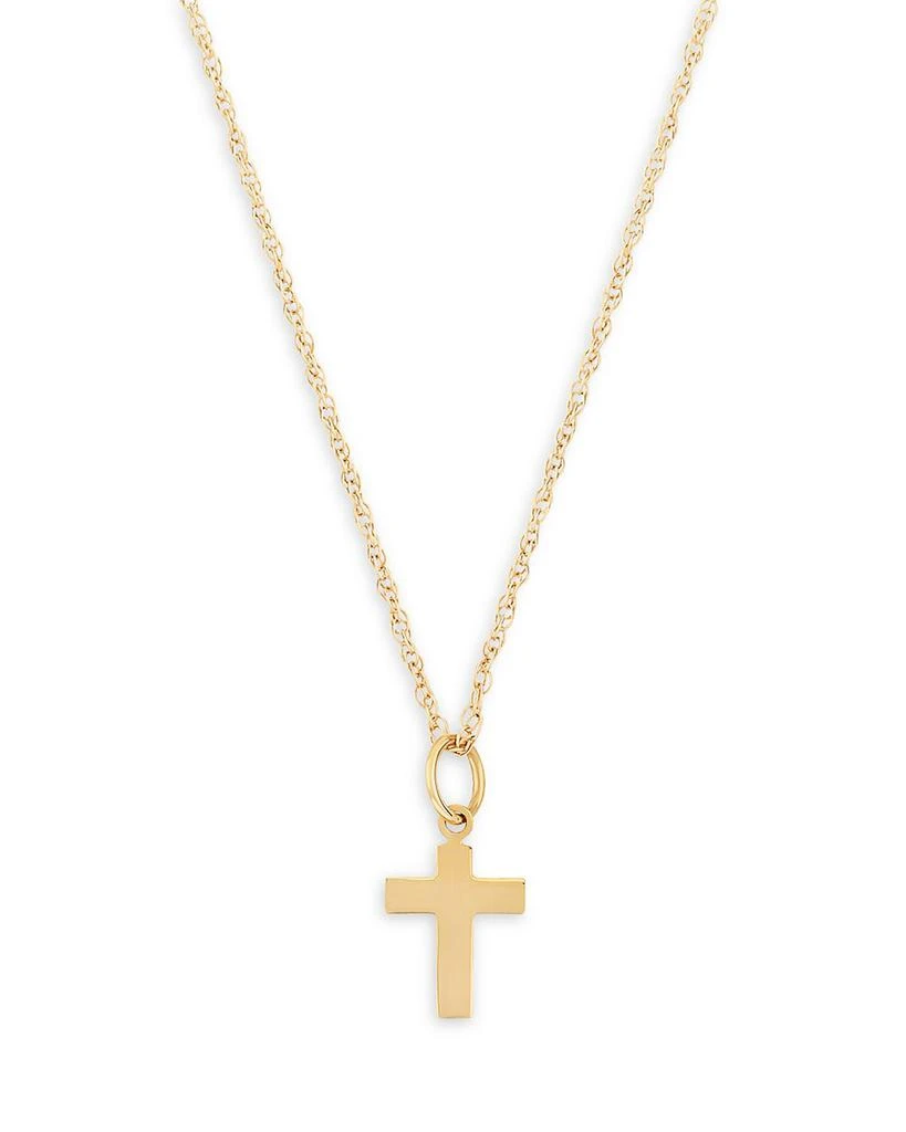 Bloomingdale's Children's  Small Cross Pendant Necklace in 14K Yellow Gold, 14" 1