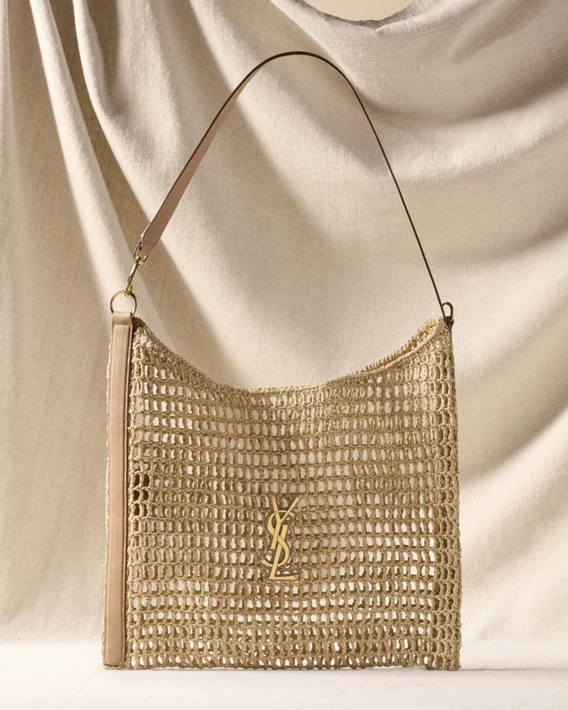 Yves Saint Laurent Oxalis YSL Monogram Shoulder Bag in Raffia with Bronze Hardware 2