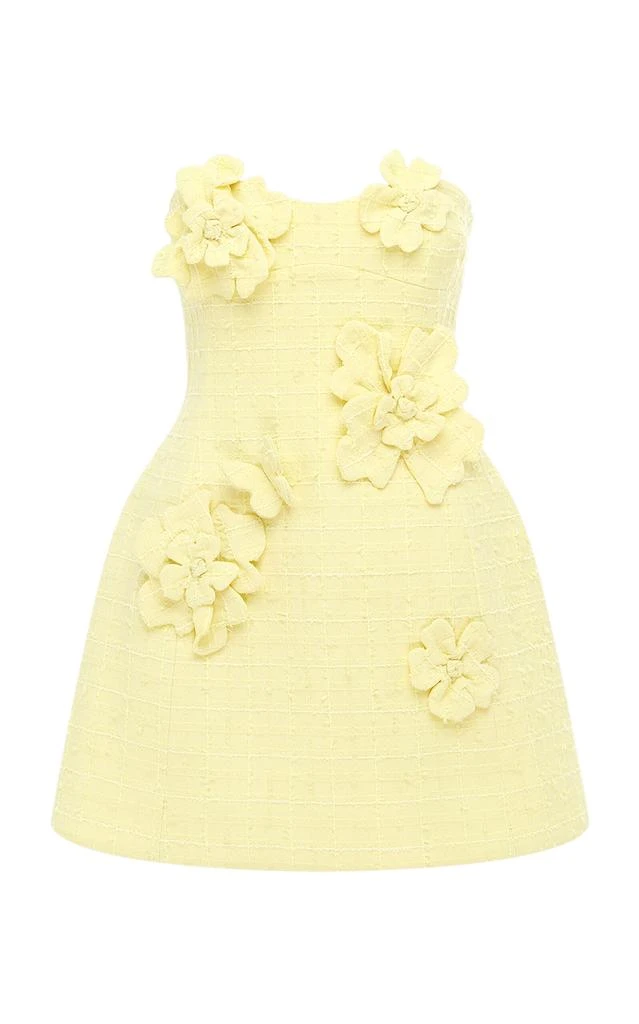 Leo Lin Leo Lin - Rosario Floral-Appliquéd Tweed Mini Dress - Yellow - AU 12 - Moda Operandi 1