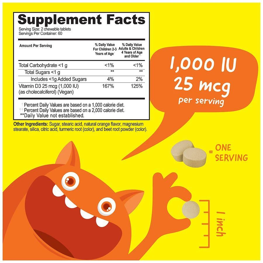 VitaWorks Kids Vitamin D3 1000 IU - Immune Support Chewables Orange 2