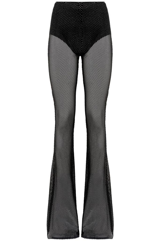 GIUSEPPE DI MORABITO rhinestone-studded fishnet knit pants