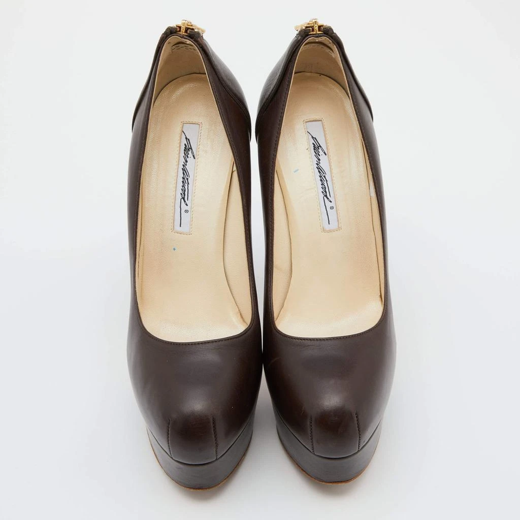 Brian Atwood Brian Atwood Brown Leather Chain Heel Platform Pumps Size 38.5 3