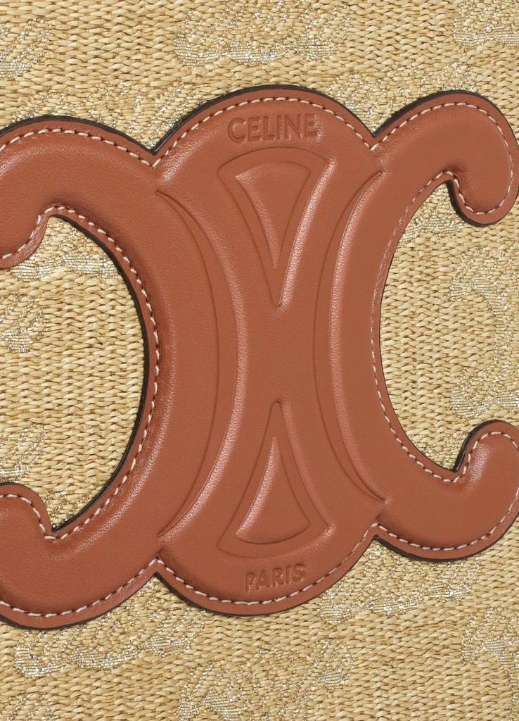 Celine Small Bucket Cuir Triomphe In Raffia Effect Textile With Triomphe Jacquard 4