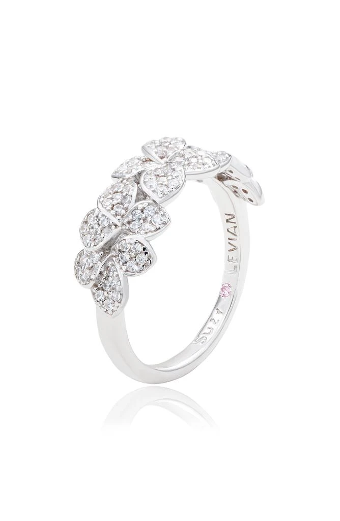 Suzy Levian Sterling Silver CZ Pavé Flower Ring 5