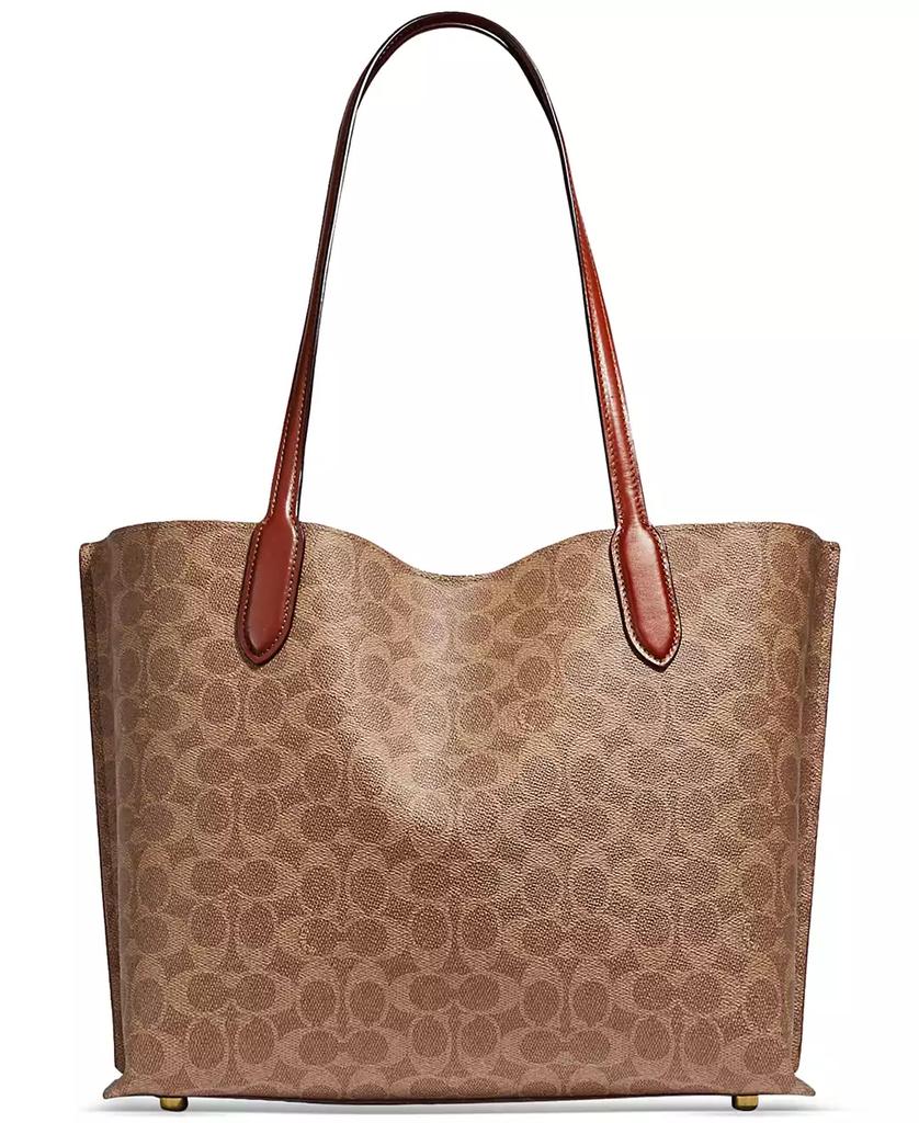 【COACH】Signature Logo Willow Canvas Large Tote Bag COACH Signature Logo Willow Canvas and Leather Tote Bag