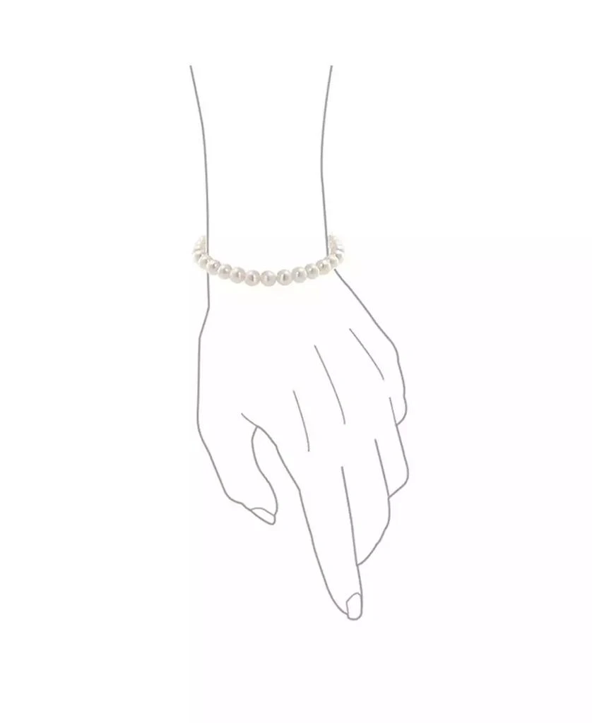 Bling Jewelry White Hand Knotted Freshwater Cultured Pearl Strand Necklace 18" Stretch Bracelet Ball Earrings 6MM 3PCS Jewelry Set 6