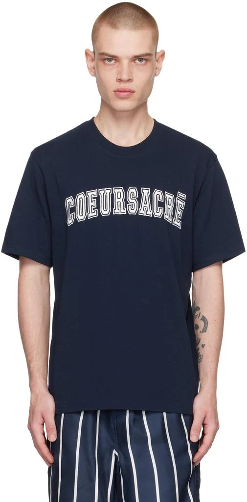 AMI Paris Navy 'Cœur Sacré' T-Shirt 1