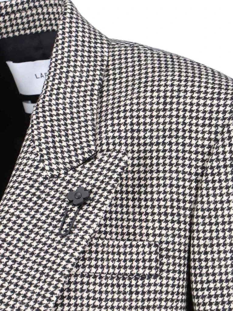 LARDINI Double-Breasted Houndstooth Blazer With Metal Logo Detail 4