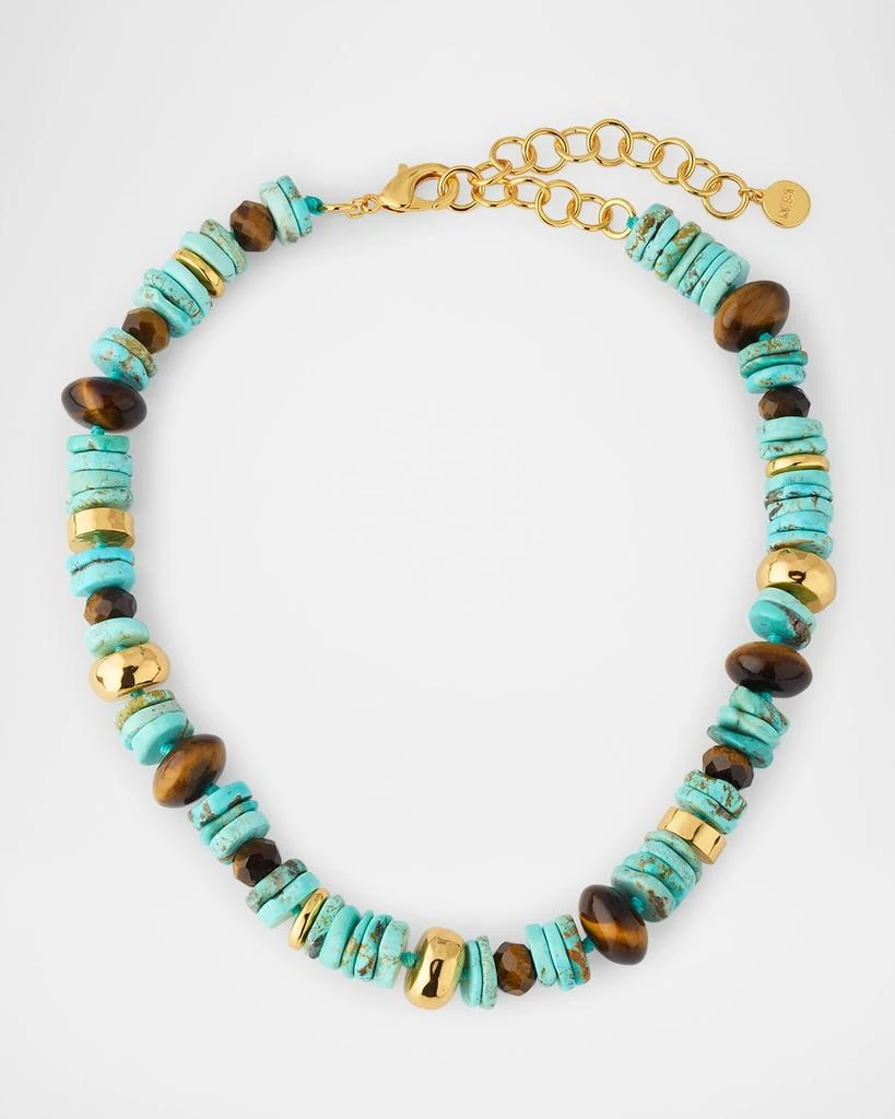 NEST Jewelry Turquoise Gemstone Strand Necklace with Tigers Eye 1