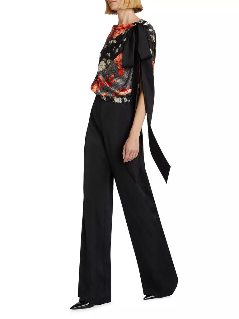 LELA ROSE Satin Wide-Leg Pants
