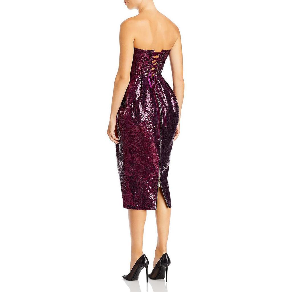 BRONX AND BANCO Maraya Womens Corset Seamed Midi Cocktail and Party Dress