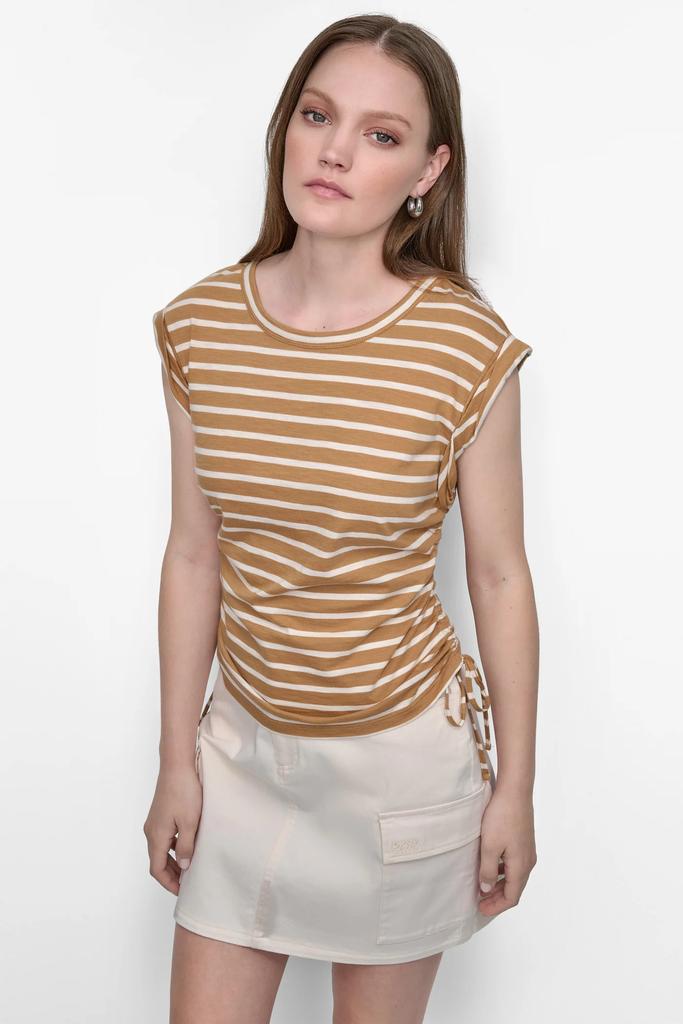 DKNY SIDE TIE RUCHED SLEEVELESS TEE