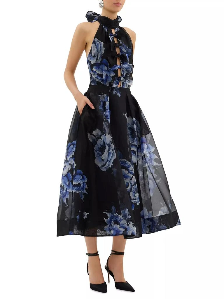 Rebecca Vallance Florentine Bow Cut-Out Silk Midi-Dress 3