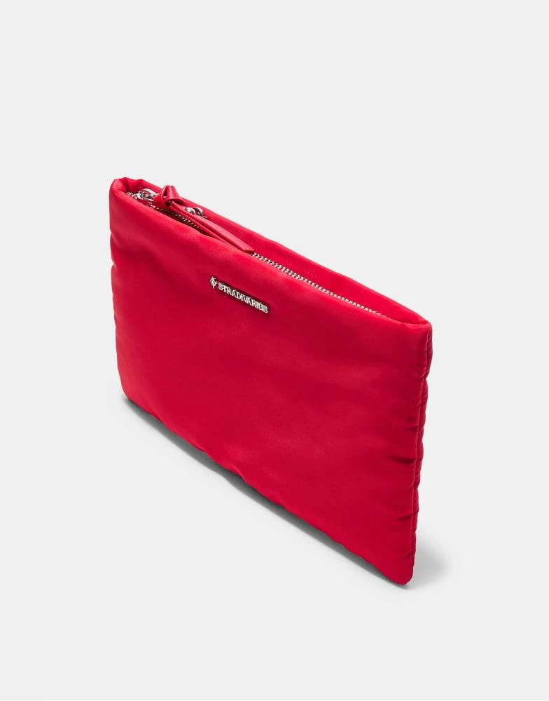 Stradivarius Stradivarius Printed fabric zip-up wash bag in red