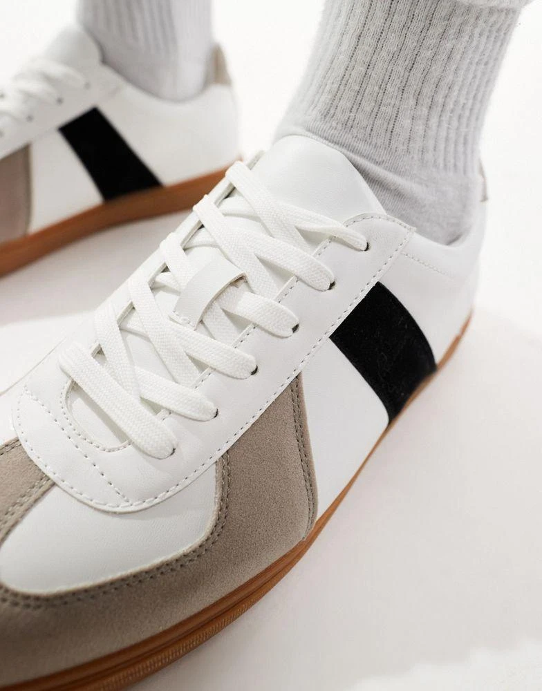Truffle Collection Truffle Collection minimal tennis trainers in white and grey 2