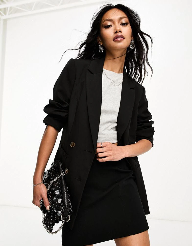 Miss Selfridge Miss Selfridge oversized double breasted blazer in black - BLACK - BLACK 1