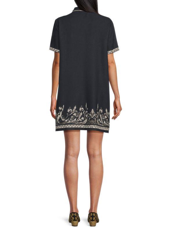 Max Studio ​Embroidered Linen-Blend Minidress