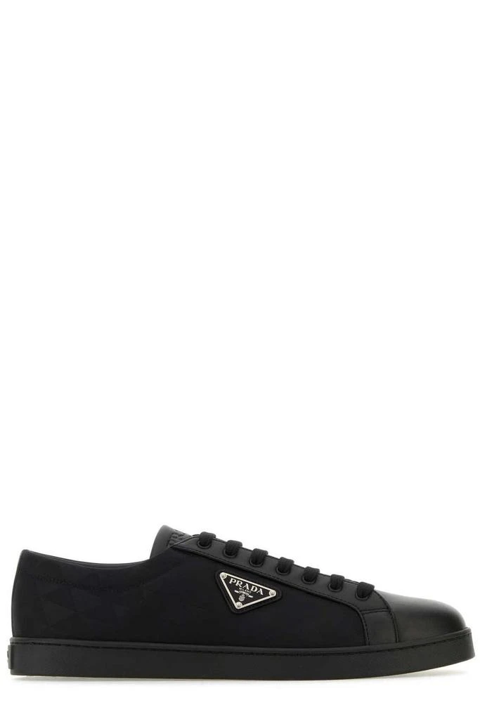 Prada Prada Triangle-Logo Round-Toe Lace-Up Sneakers 1