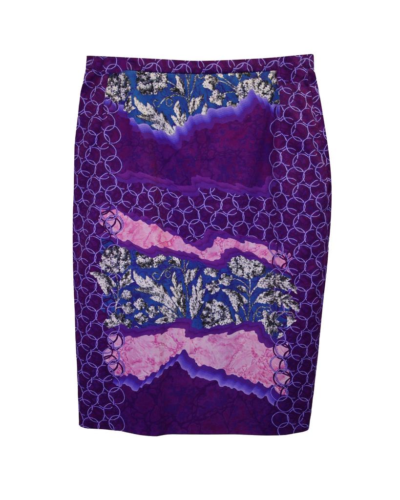 PETER PILOTTO Printed Pencil Skirt in Purple Cotton