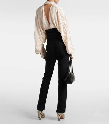 Khaite Lenro satin-trimmed high-rise slim pants 3