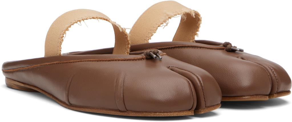 MAISON MARGIELA Beige Tabi Elastic Band Mule Flats - Single Shoes MAISON MARGIELA Beige Tabi Elastic Band Mule Flats - Single Shoes