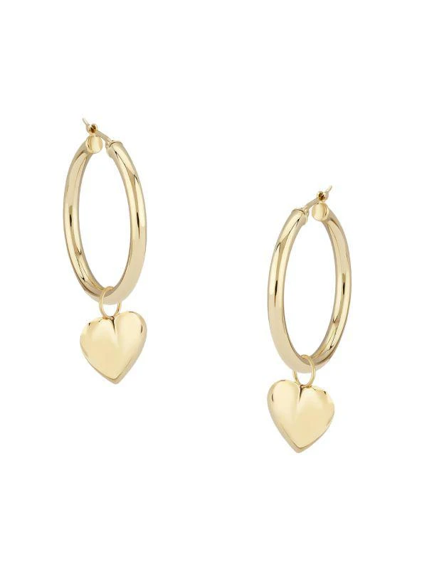 Saks Fifth Avenue 14K Yellow Gold Heart Hoop Earrings 1