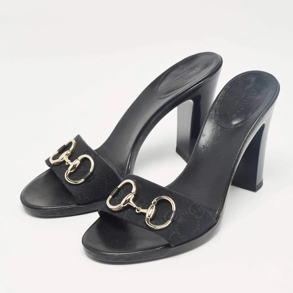 Gucci Gucci Navy Blue GG Canvas Horsebit Slide Sandals Size 38.5 2