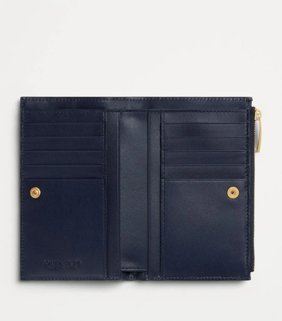 Bottega Veneta Medium Leather-Denim Intrecciato Bifold Wallet 4