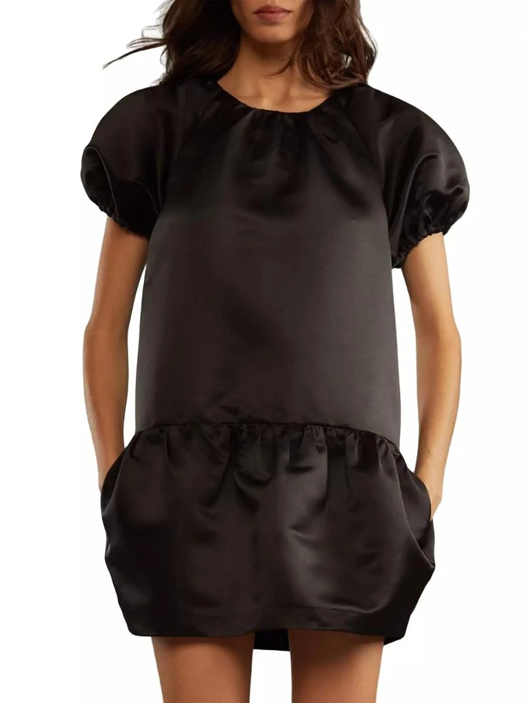 Cynthia Rowley Tulip Puff-Sleeve Satin Minidress 1