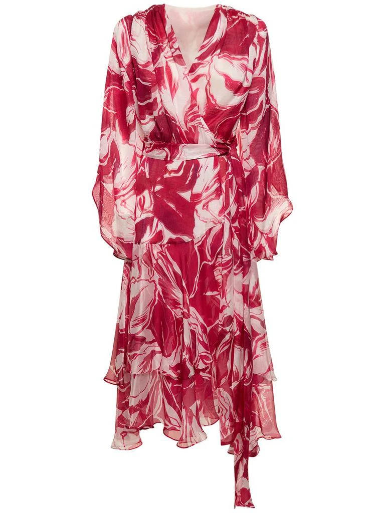 Costarellos Juniper Printed Silk Midi Wrap Dress 1