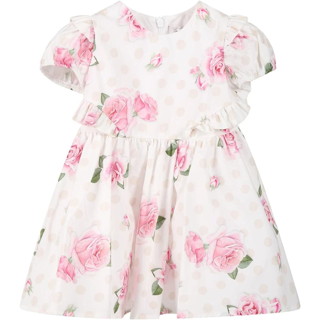 MONNALISA Multicolor Dress For Baby Girl With Logo 1