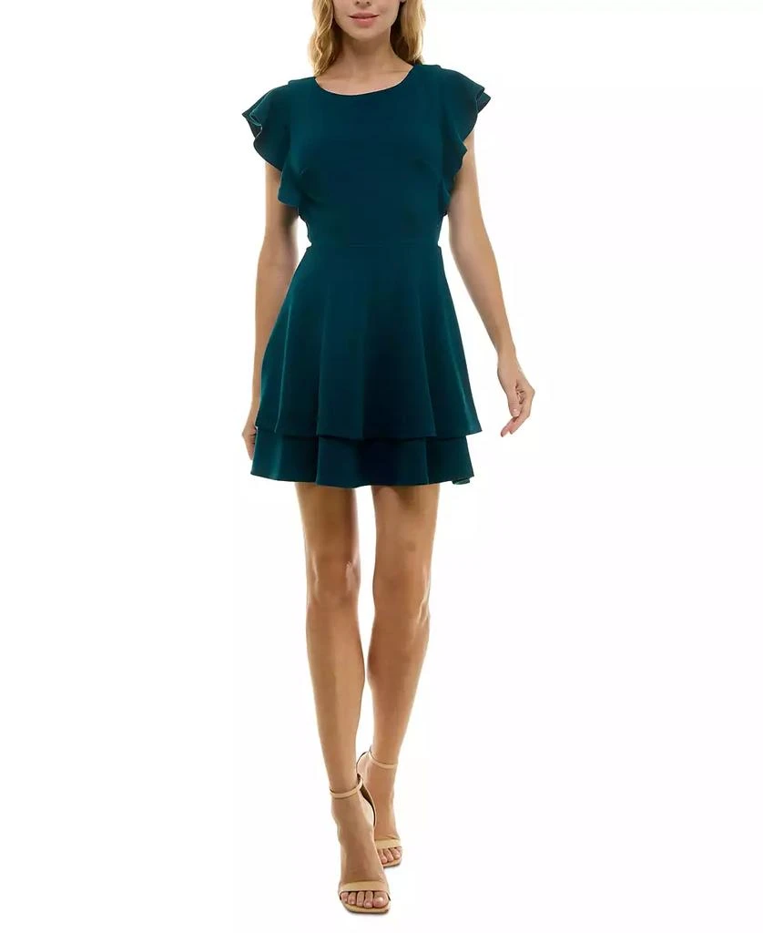 Crystal Doll Juniors' Ruffle-Sleeve Fit & Flare Dress 5